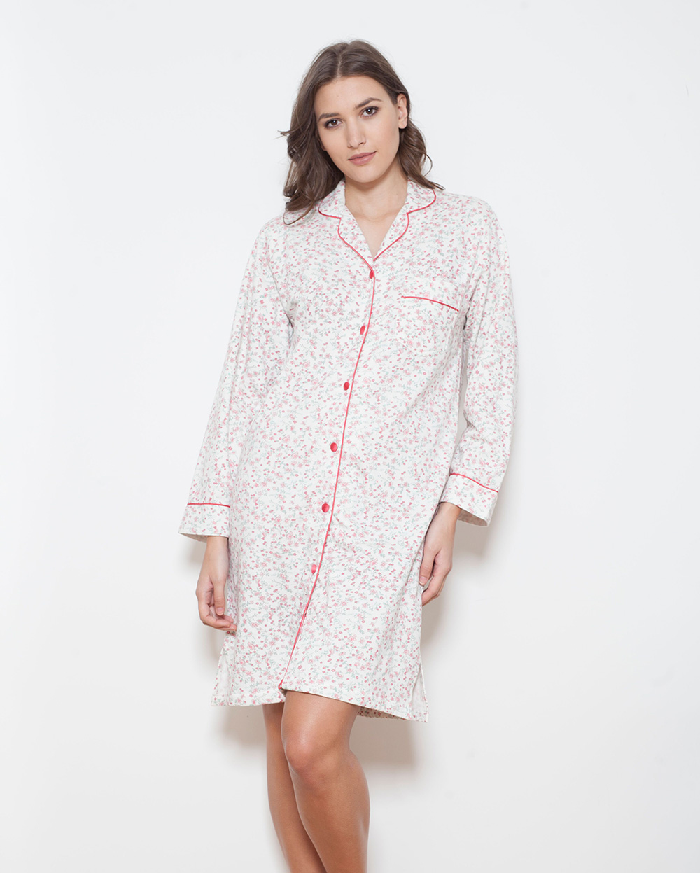 Cotton Fleece Classic Floral Nightshirt Cottonreal