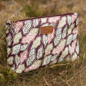 Peony  Scattered Leaves Cosmetic - Wash Bag